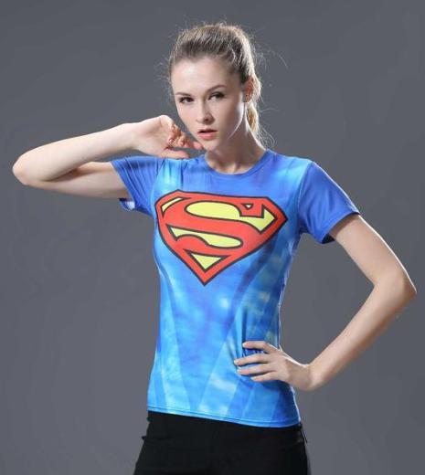 Supergirl 'Classic Tie Dye' Compression Short Sleeve Rash Guard-RashGuardStore