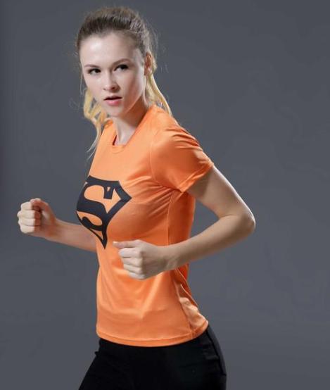 Supergirl 'Tangerine' Compression Short Sleeve Rash Guard-RashGuardStore