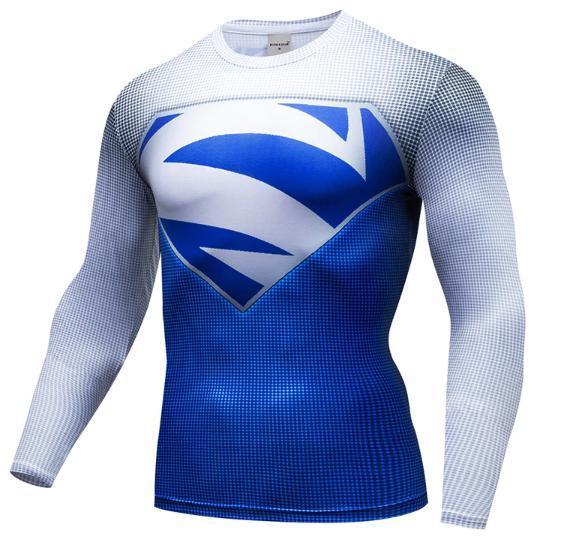 Superman "Blue/Electric" Premium Dri-Fit Long Sleeve Rashguard-RashGuardStore