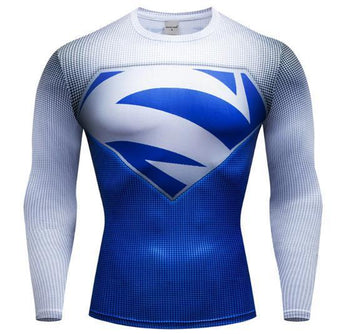 Superman "Blue/Electric" Premium Dri-Fit Long Sleeve Rashguard-RashGuardStore