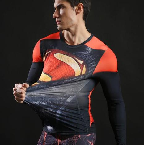 Superman "Dark" Compression Long Sleeve Rashguard-RashGuardStore