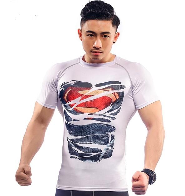 Superman "Dark Hero Revealed" Compression Short Sleeve Rashguard-RashGuardStore