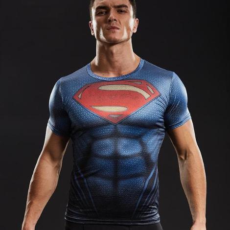 Superman "Distant Fires" Short Sleeve Compression Rashguard-RashGuardStore