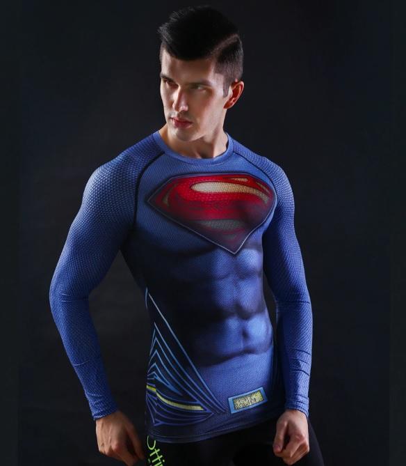 Superman "Man Of Steel" Compression Long Sleeve Rashguard-RashGuardStore