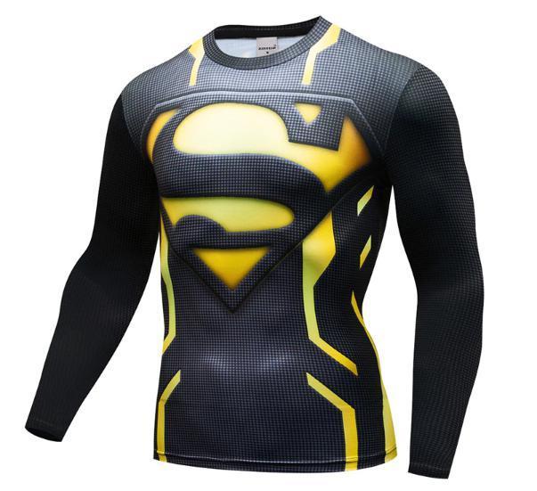 Superman "Powersuit Black/Yellow" Premium Dri-Fit Long Sleeve Rashguard-RashGuardStore