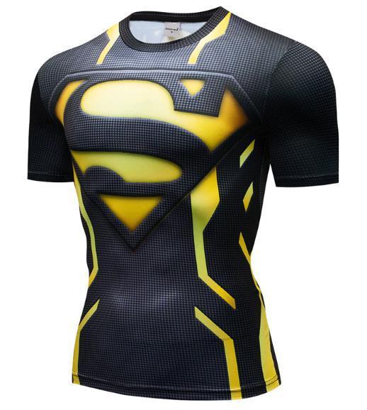 Superman "Powersuit Black/Yellow" Premium Dri-Fit Short Sleeve Rashguard-RashGuardStore