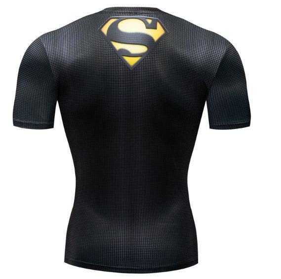 Superman "Powersuit Black/Yellow" Premium Dri-Fit Short Sleeve Rashguard-RashGuardStore