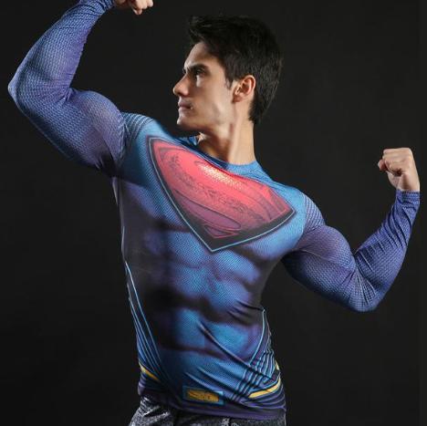 Superman "Up Up And Away" Compression Long Sleeve Rashguard-RashGuardStore