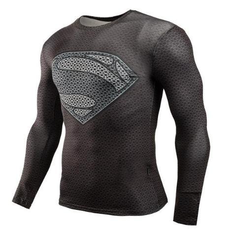 Superman "World Of New Superman" Long Sleeve Compression Rashguard-RashGuardStore