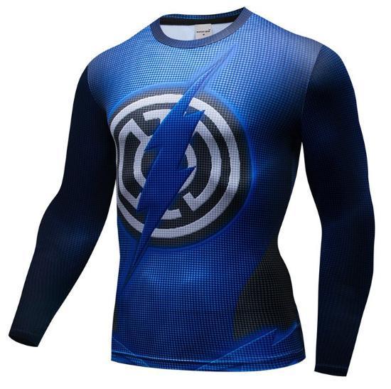 The Flash 'Blue Lantern' Premium Dri-Fit Long Sleeve Rashguard-RashGuardStore