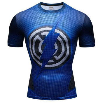 The Flash 'Blue Lantern' Premium Dri-Fit Short Sleeve Rashguard-RashGuardStore