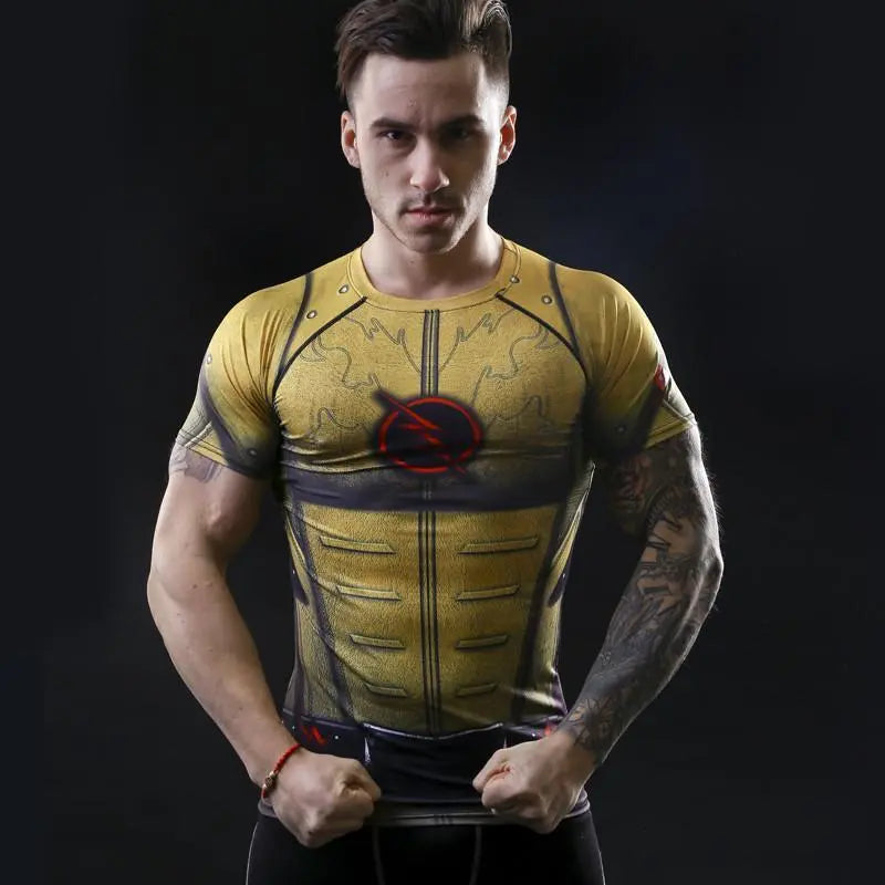 The Flash Compression Rashguard Short Sleeve Reverse/Dark/Red-RashGuardStore