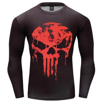 The Punisher 'Blood Melting Skull' Long Sleeve Compression Rashguard-RashGuardStore