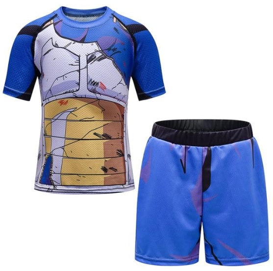 Kids Dragon Ball Z 'Vegeta | Battle Damaged' Short Sleeve Compression Short Set