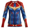 Women's Captain Marvel Carol Danvers Compression Long Sleeve Rashguard-RashGuardStore
