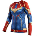 Women's Captain Marvel Carol Danvers Compression Long Sleeve Rashguard-RashGuardStore