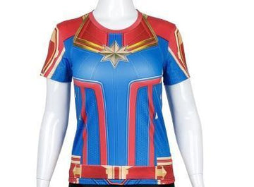 Women's Captain Marvel Carol Danvers Dri-Fit Short Sleeve Rashguard-RashGuardStore
