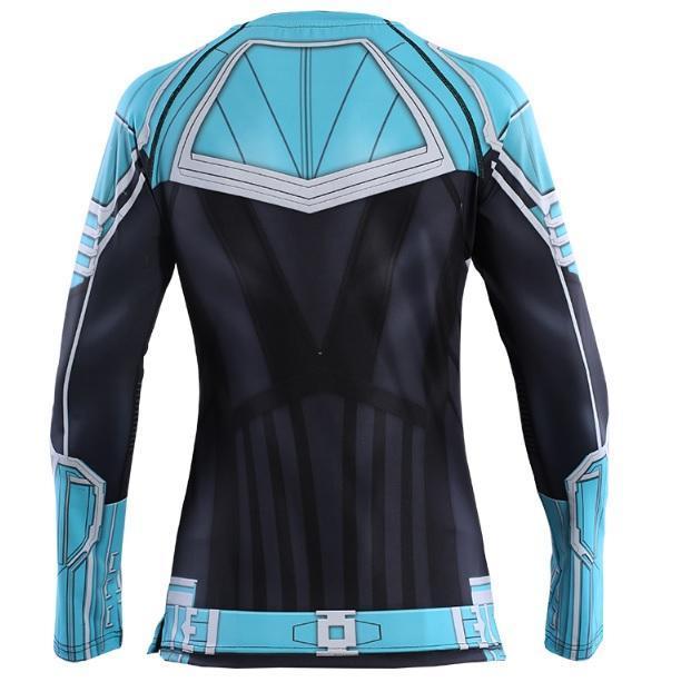 Women's Captain Marvel Carol Danvers 'Star Force' Kree Compression Long Sleeve Rashguard-RashGuardStore