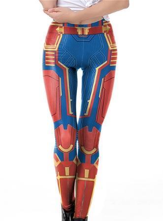 Women's Captain Marvel Compression Leggings-RashGuardStore