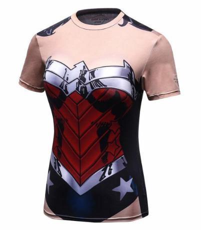 Wonder Woman 'Armor' Compression Short Sleeve Rash Guard-RashGuardStore